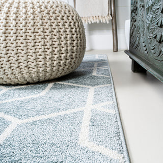 Tumbling Blocks Modern Geometric Light Blue/White 3'x5' Area Rug