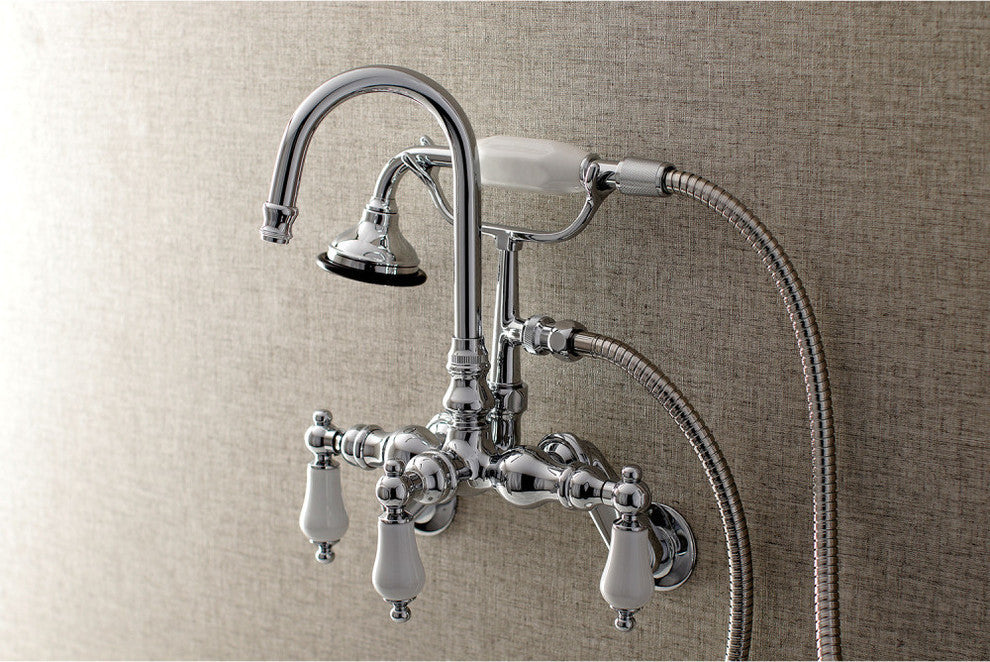 Aqua Vintage Wall Mount Clawfoot Tub Faucets, Polished Chrome