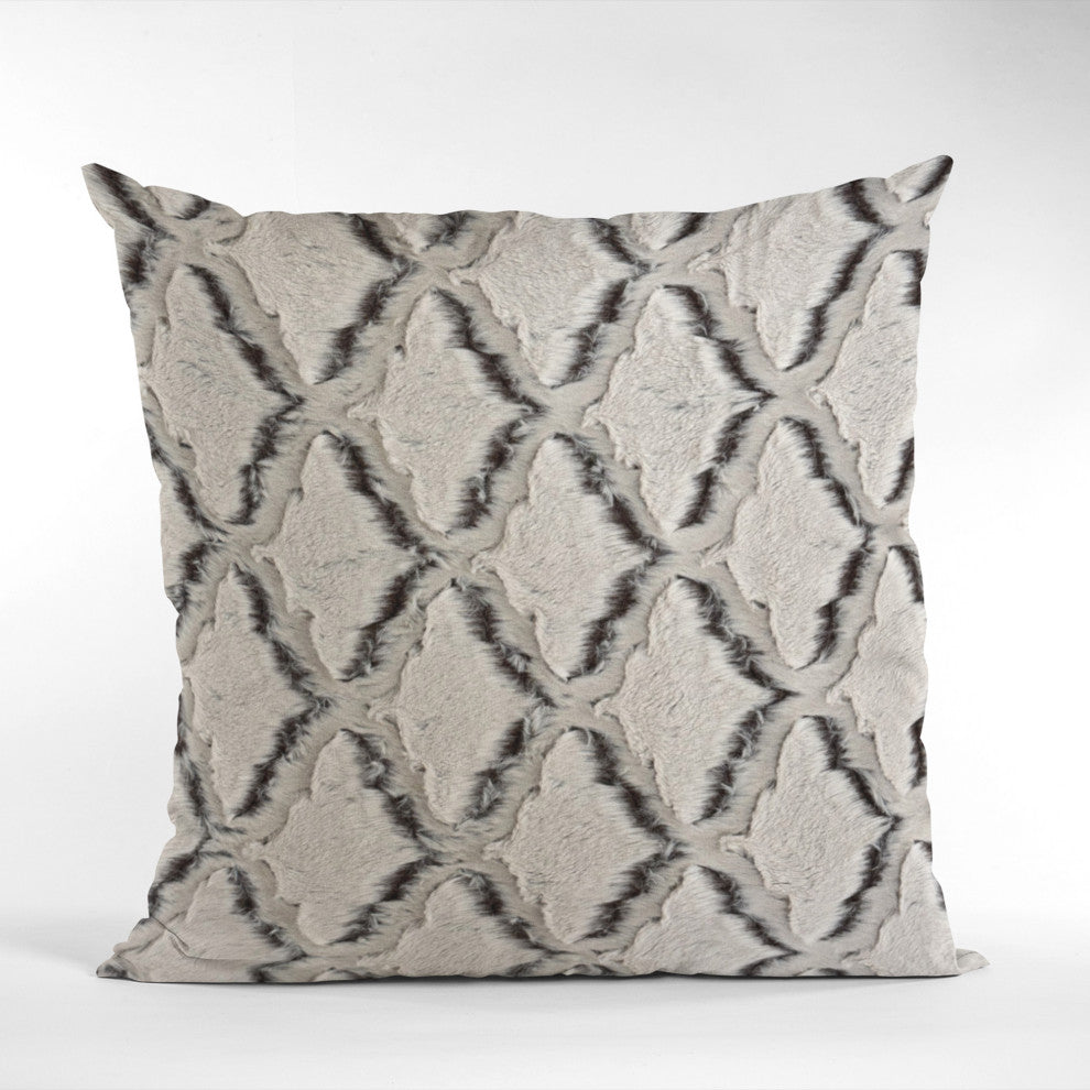 Plutus Brown Diamond Faux Fur Throw Pillow, Brown Beige, 20" x 26" Standard