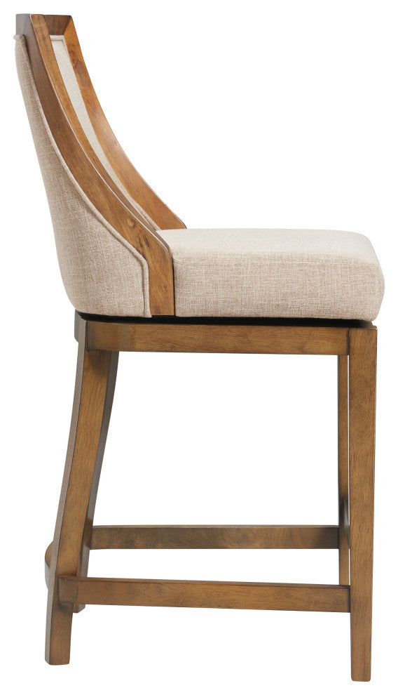 Ellie Bar Stool With Back, Brown, Counter Height