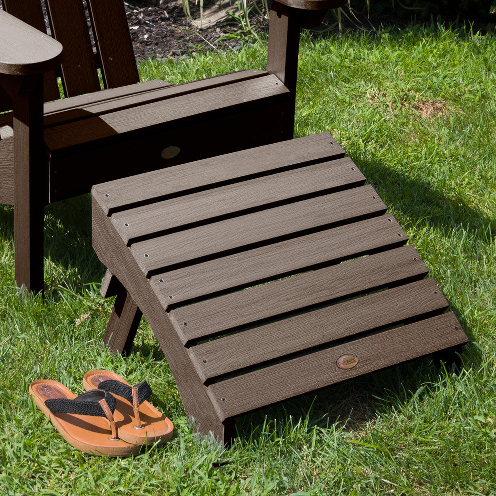 Folding Adirondack Ottoman, Weathered Acorn