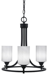 Paramount 3-Light Chandelier, Matte Black, 4" White Marble Glass