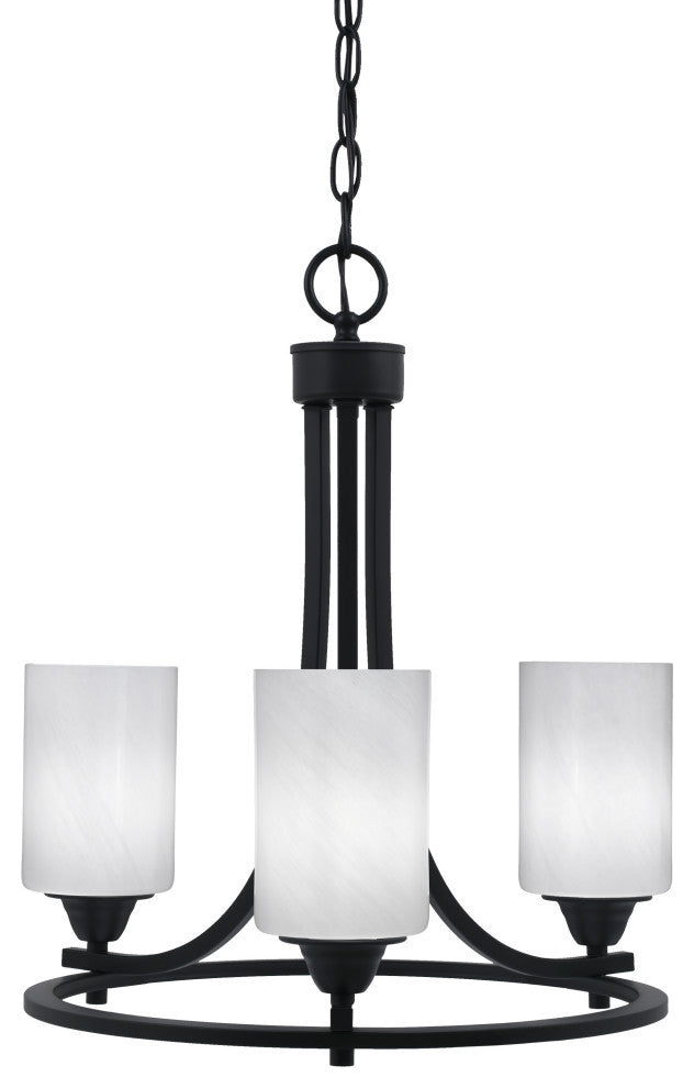 Paramount 3-Light Chandelier, Matte Black, 4" White Marble Glass