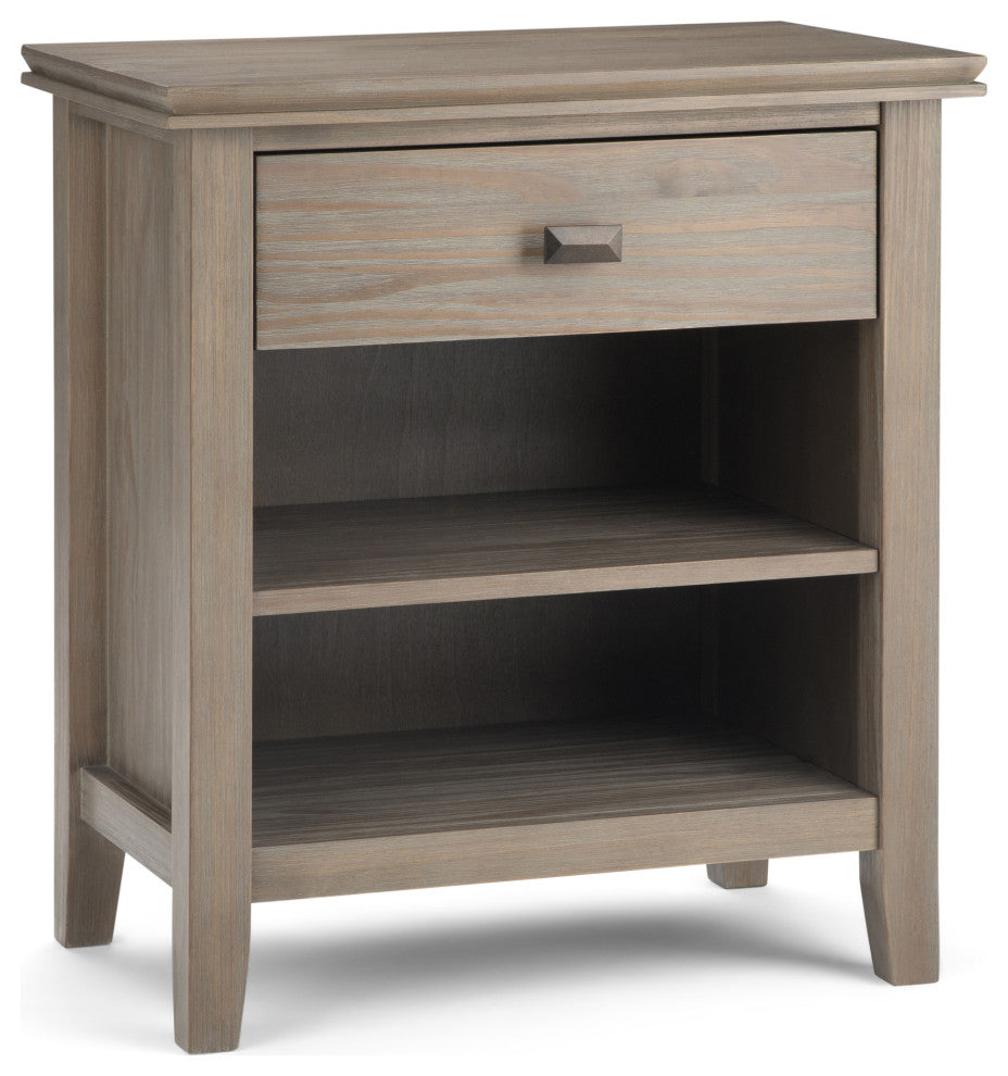 Artisan Solid Wood 24 Inch Wide Bedside Nightstand Table In Distressed Grey