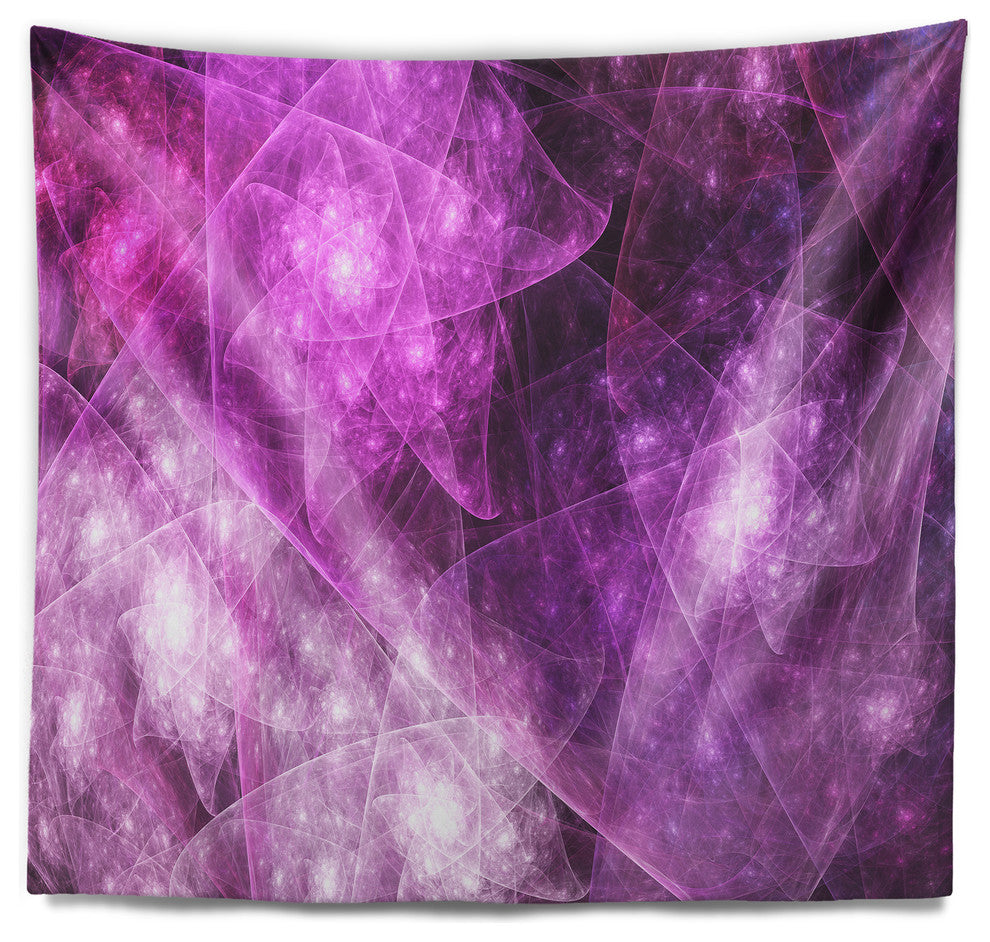 Pink Rotating Polyhedron Abstract Wall Tapestry, 92"x78"