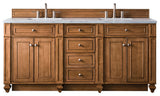 Bristol 72" Double Vanity Bright White, Saddle Brown, Eternal Jasmine Pearl, Three-Hole