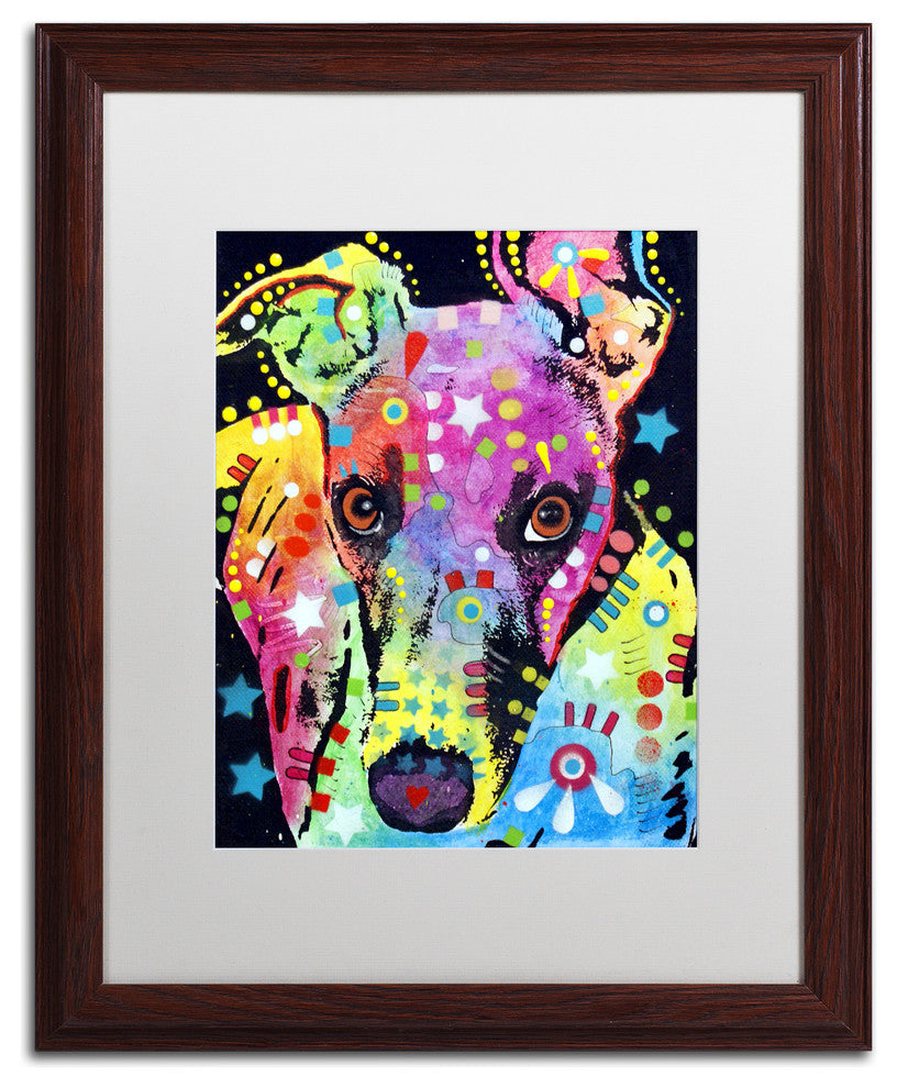 Dean Russo 'Whippet' Art, Wood Frame, White Matte, 20"x16"