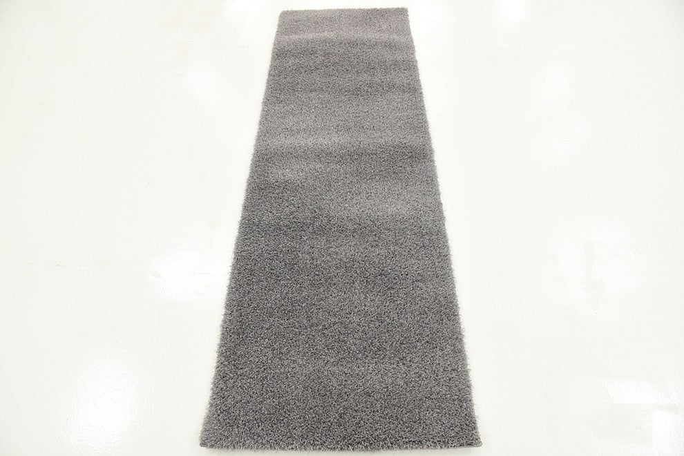 Unique Loom Dark Gray Studio Solid Shag 2' 0 x 6' 7 Runner Rug