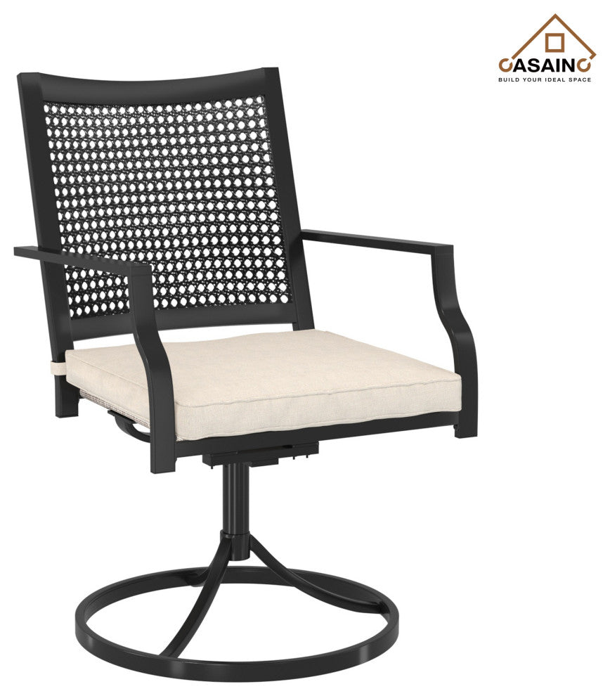 CASAINC 2 Textilene Fabric Iron Frame Swivel Dining Chairs