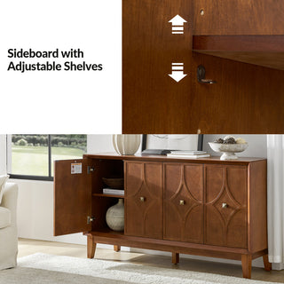 60"W Sideboard With Solid Wood Legs, Walnut