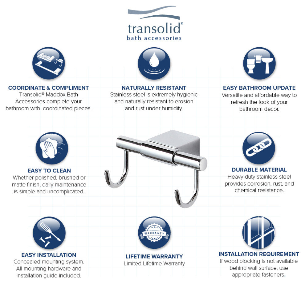 Transolid Maddox Double Hooks, Polished Chrome