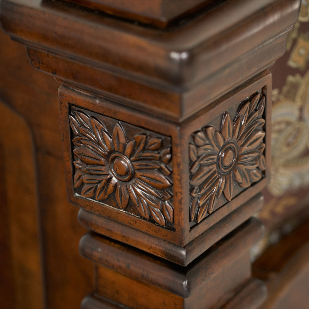 Windsor Court Mansion Bed, Vintage Fruitwood, Cal King