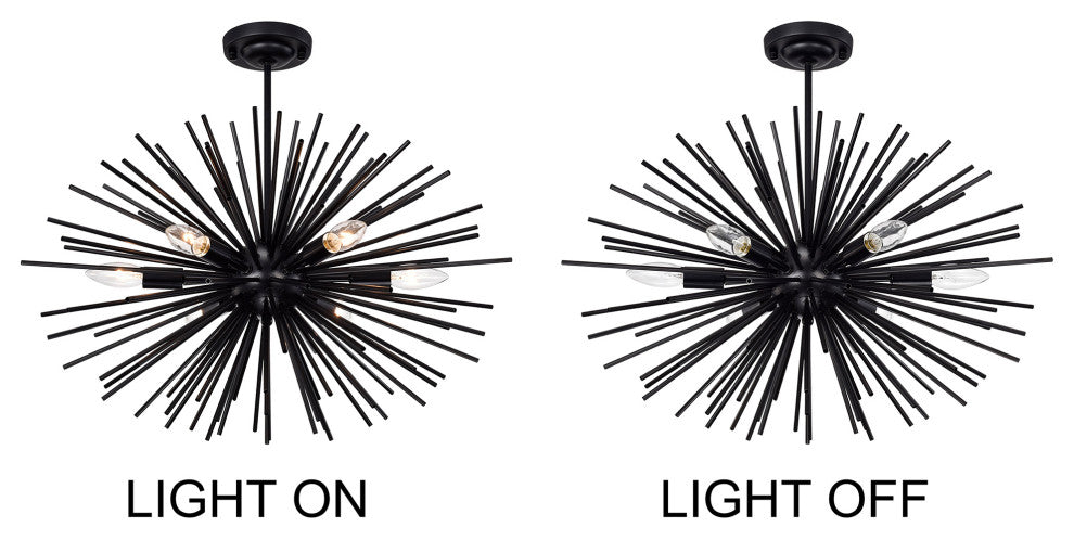 Sami Sputnik Black 6-Light Industrial Chandelier Sphere Globe