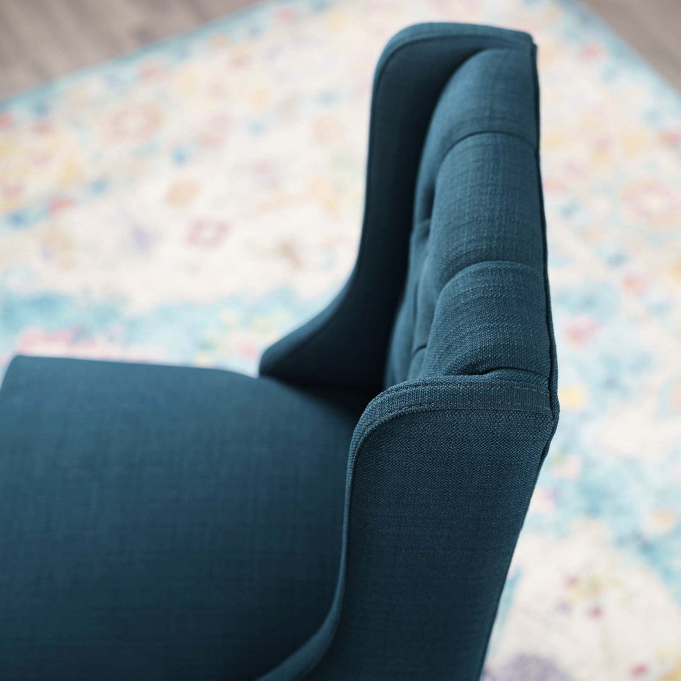 Tufted Counter Stool Chair, Fabric, Wood, Navy Blue, Modern, Bar Pub Cafe Bistro