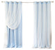 Grommet Blackout Curtains With Tulle Overlay, Skyblue, 108"