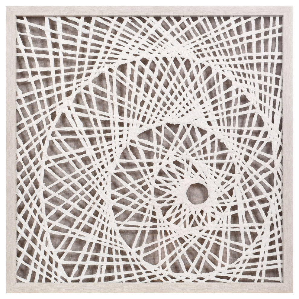Natural Abstract Illusion Rice Paper Shadow Box Wall Art Birch-Tone Frame