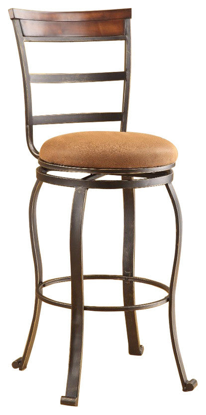 Bar Chair With Swivel, Fabric and Antiqued Bronze, Set of 2