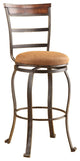 Bar Chair With Swivel, Fabric and Antiqued Bronze, Set of 2