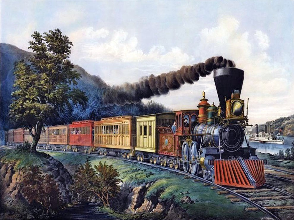 Tile Mural The Express Trail 1864 By Fanny Palmer, 6"x8", Glossy
