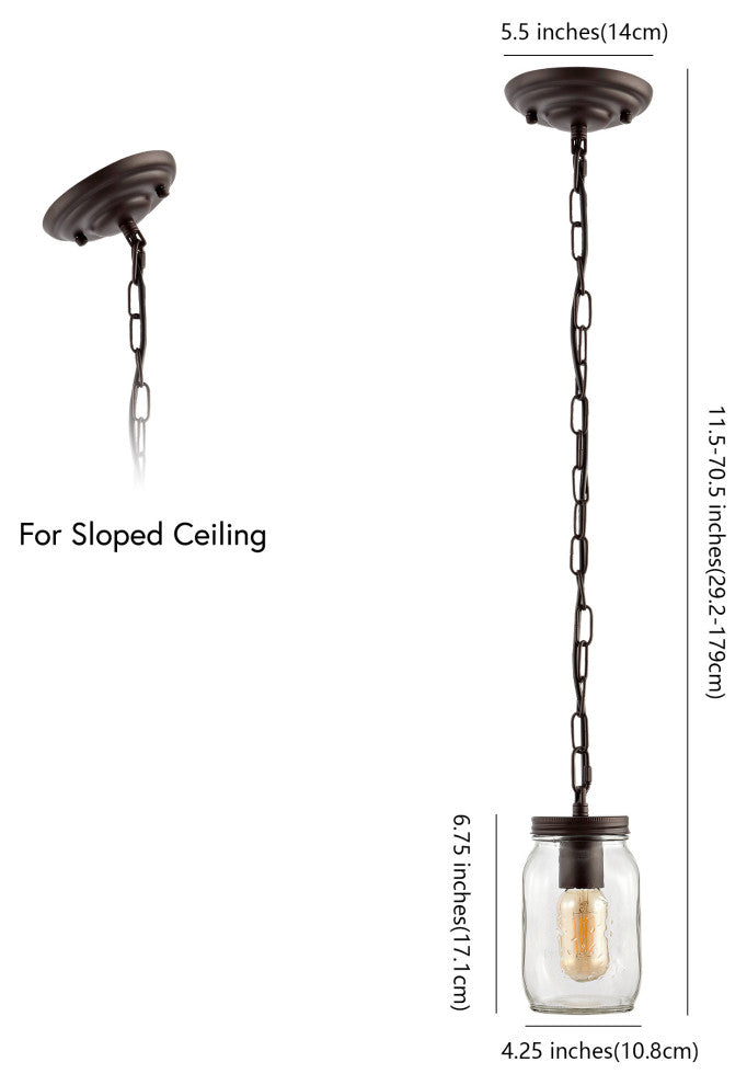 Gaines 1-Light Farmhouse Mason Jar LED Pendant, Oil Rubbed Bronze, Width: 5.5"