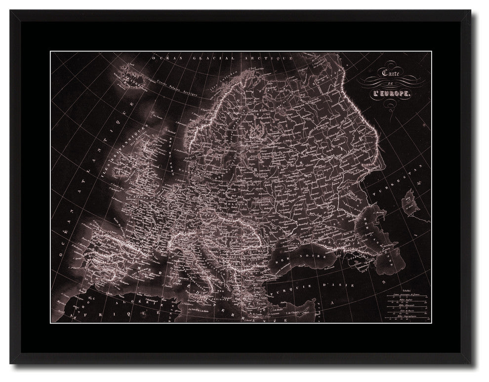 Europe Vintage Vivid Sepia Map Canvas, 28"x37"