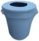 LA Linen Stretch Spandex Trash Can Cover, 32 gal. Round, Light Blue