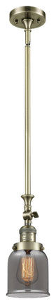 1-Light Small Bell 5" Pendant, Antique Brass, Glass: Plated Smoked