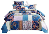 Paisley Night Bohemian Reversible Cotton Patchwork Reversible Quilt, Queen