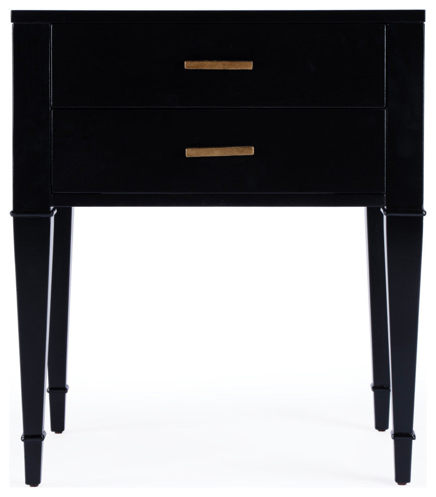 Kai 2 Drawer Burl Wood End Table, Black Licorice