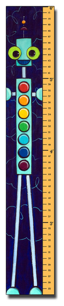 ''6 Foot Growth Chart, Robot'' Canvas Art by Sylvia Masek