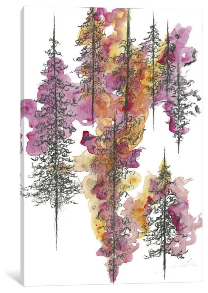 "Charcoal Trees Two" by Emily Magone, Canvas Print, 40"x26"