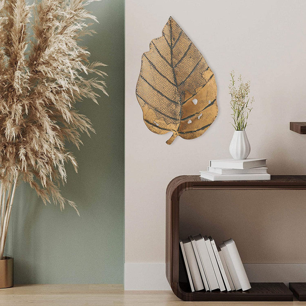 Leaf Wall Art Sculpture, 19 Inches