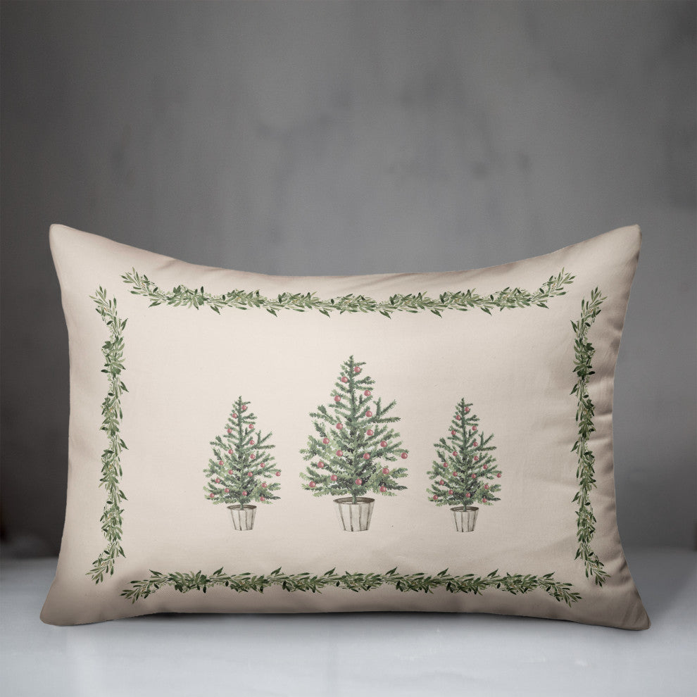 Garland Border Christmas Tree 7 20x14 Spun Poly Pillow