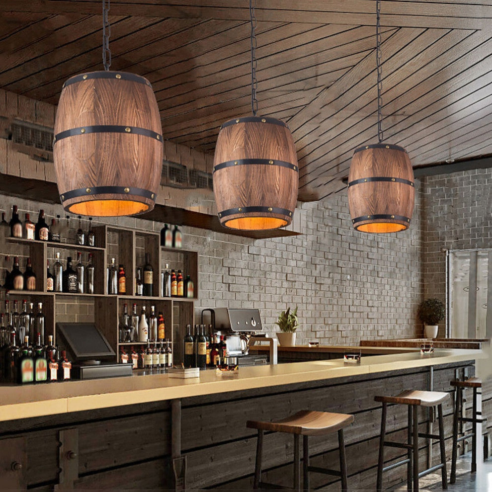 MIRODEMIÂ® Saint-Jean-Cap-Ferrat Wine Barrel Pendant Light for Restaurant, D13