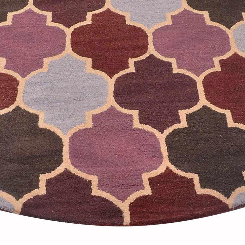 HAND TUFTED WOOL ECO-FRIENDLY AREA RUGS - Round,Multicolor,Geometric