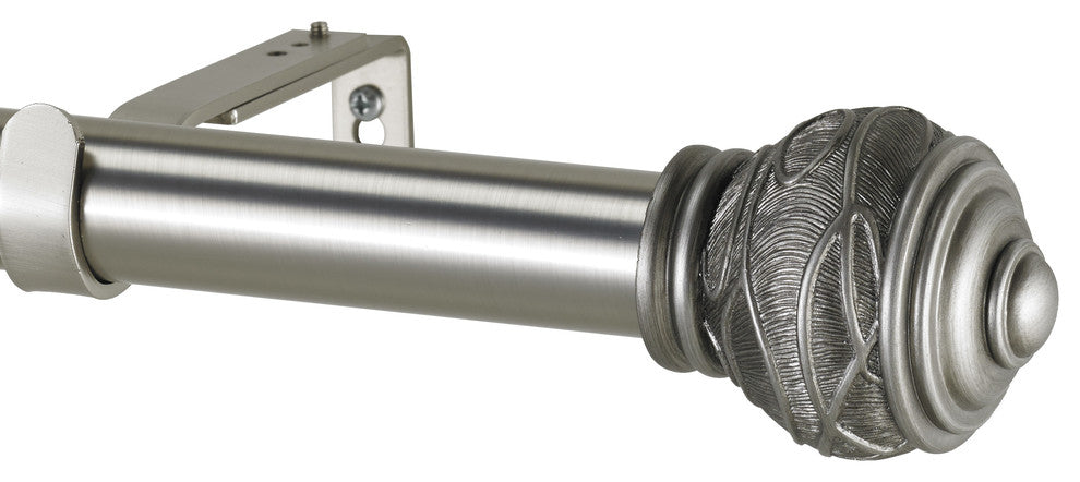 Mercado Non-Telescoping Curtain Rod, Antique Silver, 120''