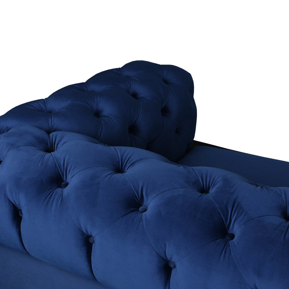 Nativa Interiors Cornell Chesterfield 72" Sofa, Blue, Deep Plush Depth