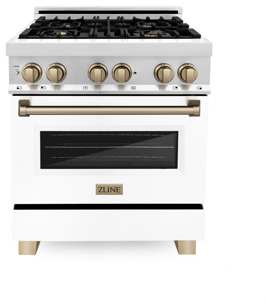 ZLINE 30" Dual Fuel Range, Stainless With White Matte Door RAZ-WM-30-CB