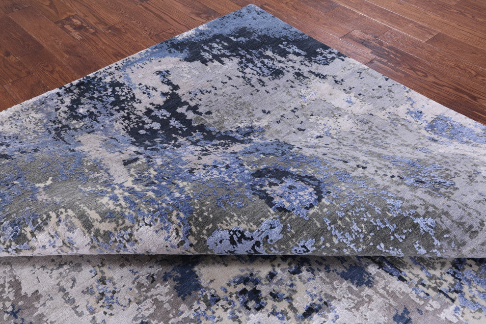 Abstract Wool and Silk Handmade Rug 8' 11" X 12' 0" Q9032