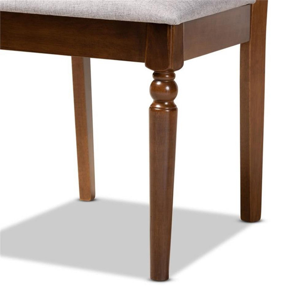 Gray Fabric Upholstered and Walnut Brown Finished Wood 4-Piece Dining Chair Set