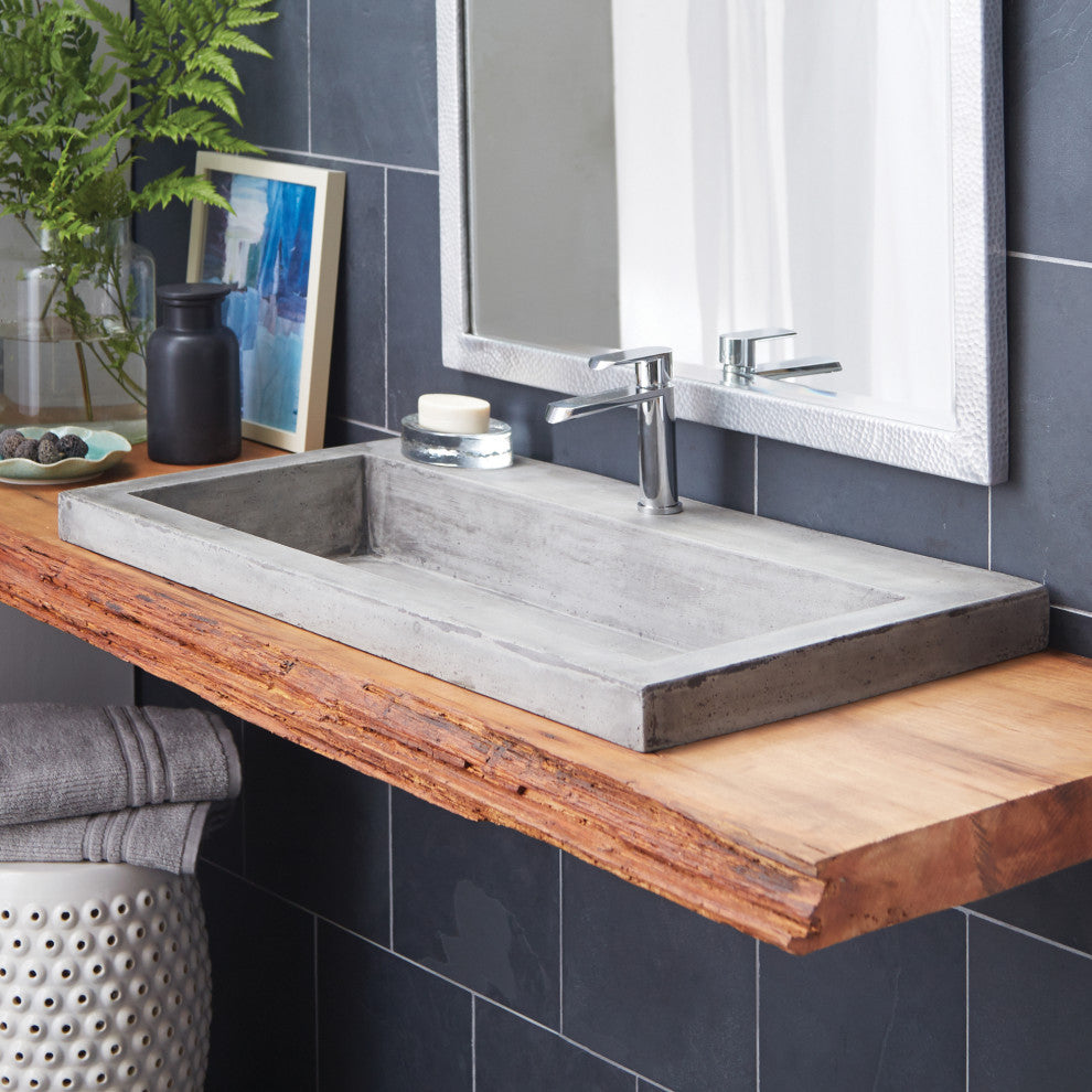 Trough 3619 Bathroom Sink, Ash, Single Faucet Cutout