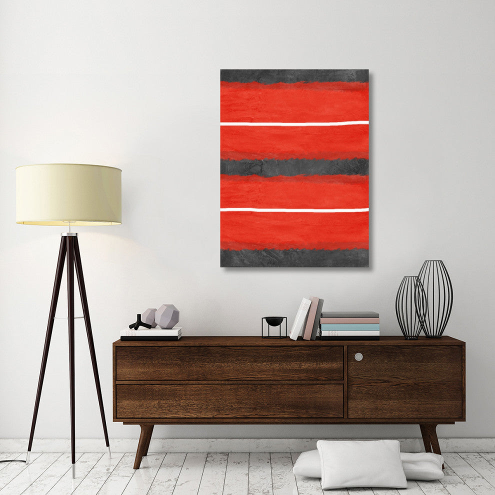 "Grey And Red Abstract 3" Fine Art Print