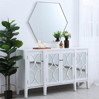 Elegant Decker Metal Frame Hexagon Mirror 38" MR4538S - Silver