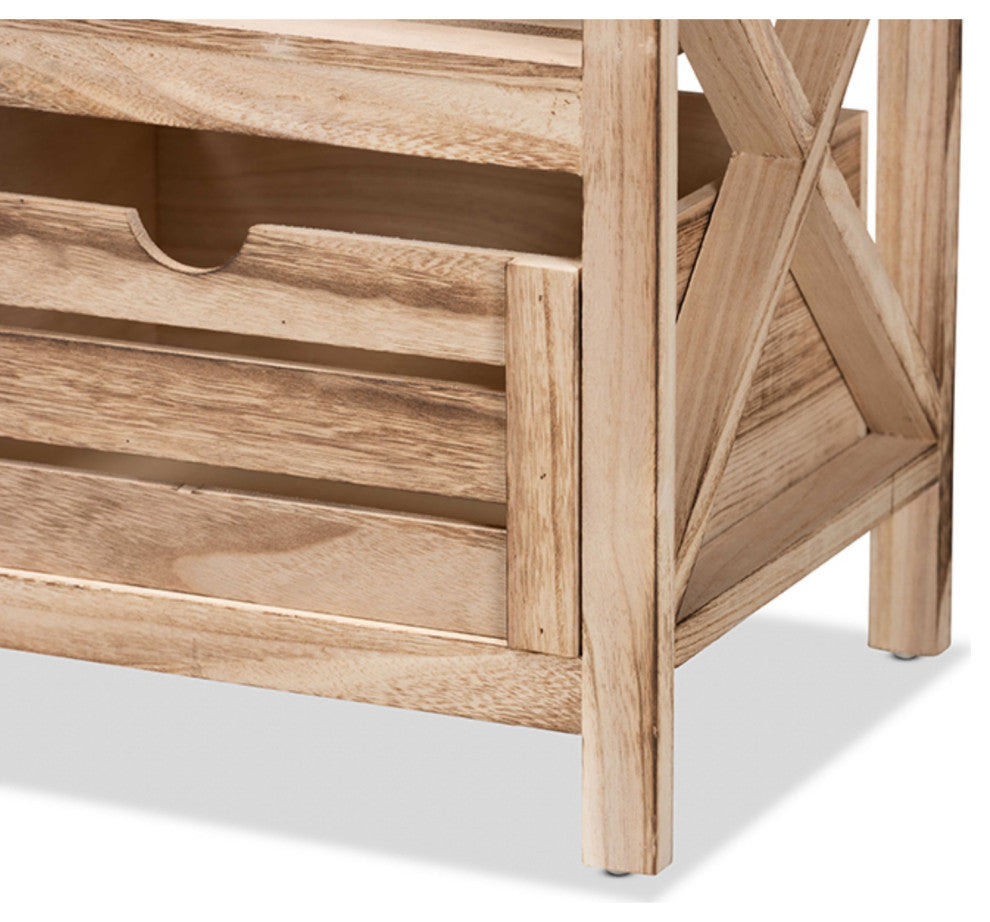 Mandell Natural Brown Finished Wood 2-Drawer Storage Unit