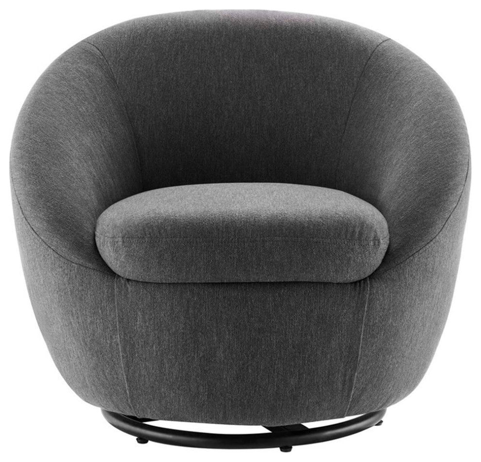 Buttercup Fabric Upholstered Upholstered Fabric Swivel Chair, Black Charcoal