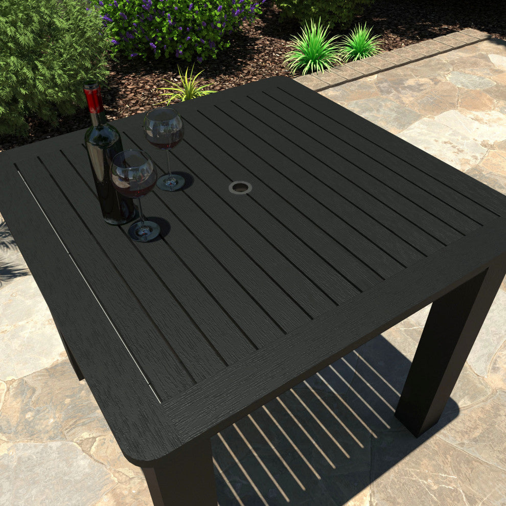 Square 42x42 Dining Table, Weathered Acorn, Black