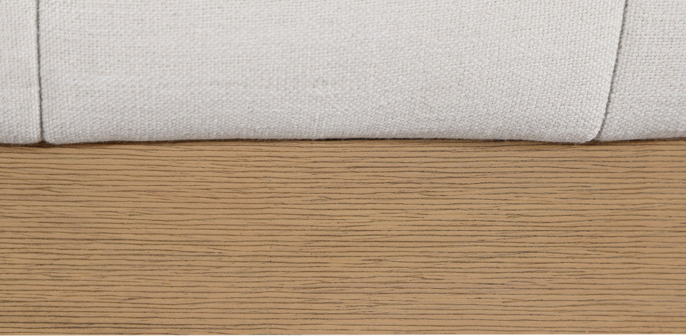 Lucia Beige Linen Textured Fabric Full Bed, Cream, King, Natural Finish