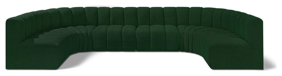 Arc Boucle Fabric Upholstered 8-Pc. U-Shaped Modular Sectional, Green