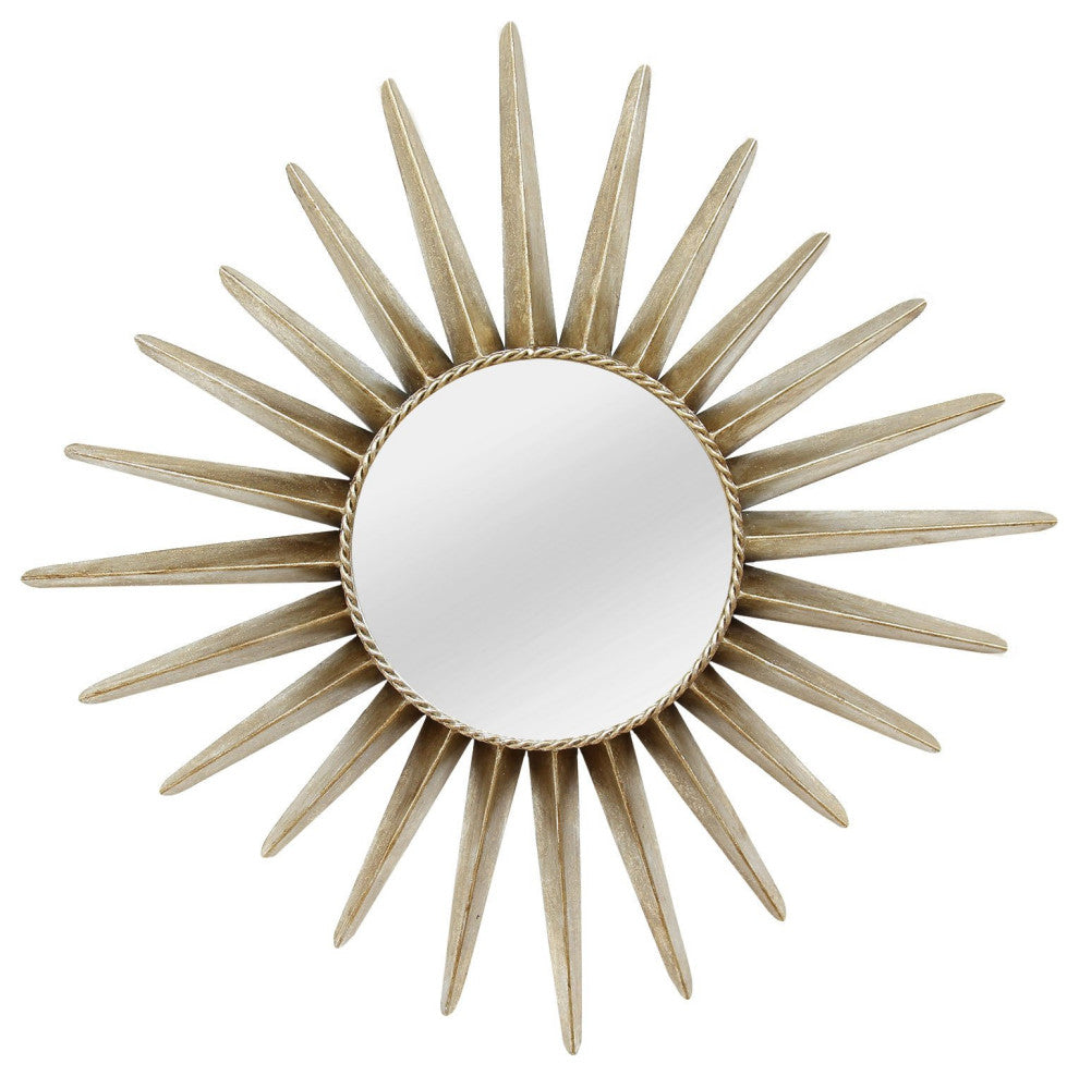 HomeRoots 25.75" X 1.5" X 25.75" Bronze Round Sunburst Wall Mirror
