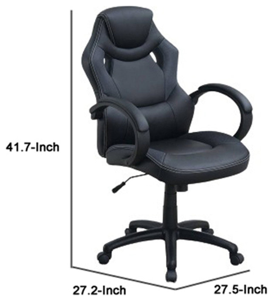Office Chair with Curved Cut Out Padded Back, Black